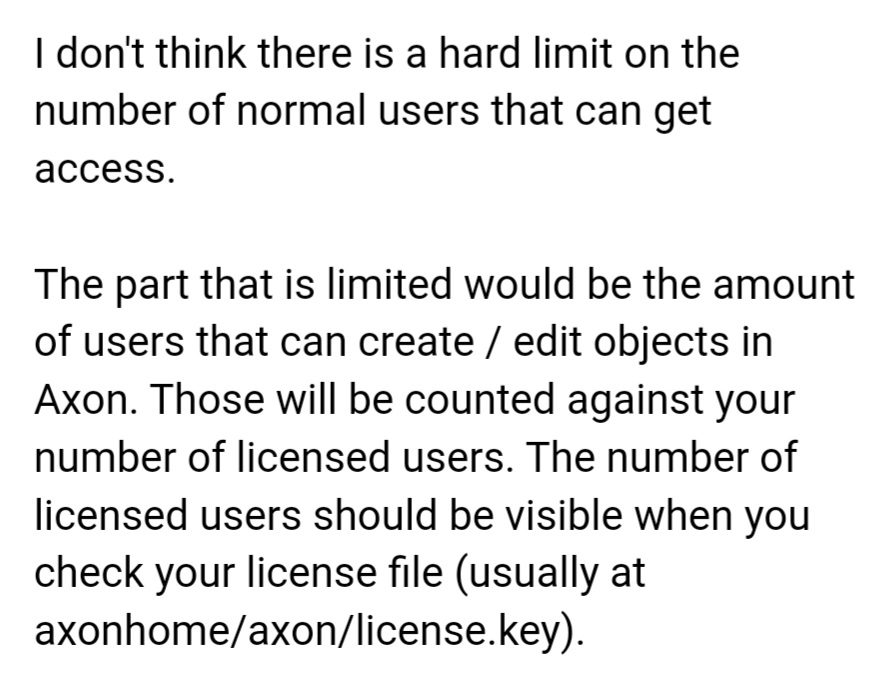 Regarding Licensed User in AXON